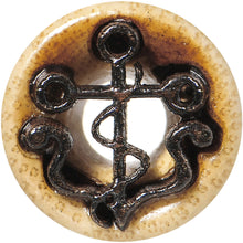 Load image into Gallery viewer, 1/2 Organic Wood Nautical Anchor Double Flare Tunnel Plug
