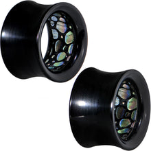 将图片加载到图库查看器，5/8 Black Acrylic Almost Abalone Double Flare Tunnel Plug
