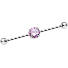 Load image into Gallery viewer, 14G Pink CZ Shimmering Circle Industrial Barbell 38mm
