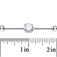Load image into Gallery viewer, 14G Clear CZ Shimmering Circle Industrial Barbell 38mm
