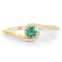将图片加载到图库查看器，0.33 Carat Genuine Zambian Emerald and White Diamond 14K Yellow Gold Ring

