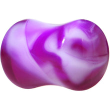 Load image into Gallery viewer, Acrylic Purple and White Marbled Saddle Plug 6G to 1 Inch
