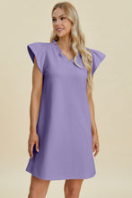 Load image into Gallery viewer, Double Take Full Size Ruffled V-Neck Cap Sleeve Dress – Ruffled V-Neck Dress, Cap Sleeve Dress, Elegant Ruffled Dress, Flattering V-Neck Dress, Stylish Full-Size Dress, Comfortable Ruffle Dress, Chic Cap Sleeve Dress
