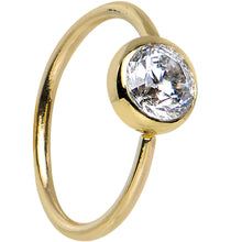 将图片加载到图库查看器，20G 5/16 Clear CZ Solid 14K Yellow Gold Hoop Ring
