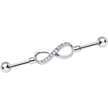 将图片加载到图库查看器，Clear Gem Endless Elegance Infinity Symbol Industrial Barbell 38mm
