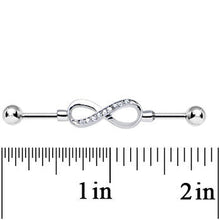 将图片加载到图库查看器，Clear Gem Endless Elegance Infinity Symbol Industrial Barbell 38mm
