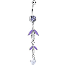 将图片加载到图库查看器，Purple Clear Crystal Teardrops in the Rain Dangle Belly Ring

