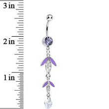 将图片加载到图库查看器，Purple Clear Crystal Teardrops in the Rain Dangle Belly Ring
