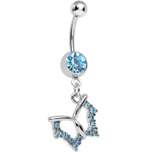 Load image into Gallery viewer, Aqua Crystal Open Wing Graceful Butterfly Dangle Belly Ring
