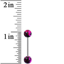 Load image into Gallery viewer, 316L Steel Pink Black Enamel Metallic Splash Barbell Tongue Ring
