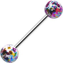 Load image into Gallery viewer, 316L Steel Multicolored Enamel Metallic Splash Barbell Tongue Ring
