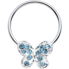 Load image into Gallery viewer, 16G 7/16 Aqua Gem Soaring Butterfly BCR Captive Ring
