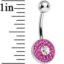 Load image into Gallery viewer, Pink Gem Medallion with Round Clear Gem Core Belly Ring

