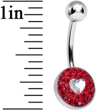 将图片加载到图库查看器，Red Gem Medallion with Clear Gem Heart Core Belly Ring
