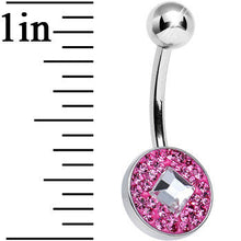 Load image into Gallery viewer, Pink Gem Medallion with Clear Gem Diamond Core Belly Ring
