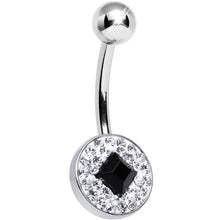 将图片加载到图库查看器，Clear Gem Medallion with Black Gem Diamond Core Belly Ring
