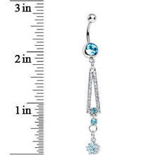 将图片加载到图库查看器，Aqua Gem Cosmopolitan Art Deco Triangle Dangle Belly Ring
