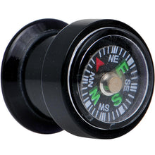 Load image into Gallery viewer, Acrylic Black Find Your Direction Compass Screw Fit Plug 0G to 1"
