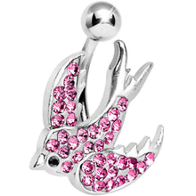 将图片加载到图库查看器，Pink Gem Paved Sparkling Songbird Belly Ring
