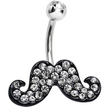 Load image into Gallery viewer, Clear Gem Studded Sparkling Dark Mustache Belly Ring
