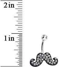 Load image into Gallery viewer, Clear Gem Studded Sparkling Dark Mustache Belly Ring
