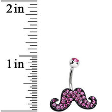 将图片加载到图库查看器，Pink Gem Studded Sparkling Dark Mustache Belly Ring
