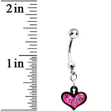 Load image into Gallery viewer, Pink Gem Black Framed Keyhole Heart Dangle Belly Ring
