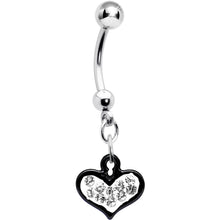 将图片加载到图库查看器，Clear Gem Black Framed Keyhole Heart Dangle Belly Ring
