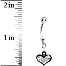 将图片加载到图库查看器，Clear Gem Black Framed Keyhole Heart Dangle Belly Ring
