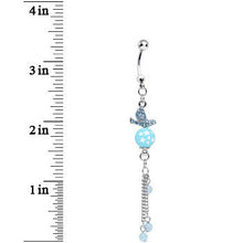 Load image into Gallery viewer, Aqua Gem Flying Dove of Life and Stars Dangle Belly Ring
