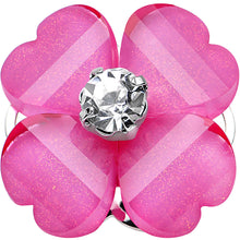 Load image into Gallery viewer, 9/16 Clear Gem Pink Acrylic Spring Flower Single Flare Steel Plug
