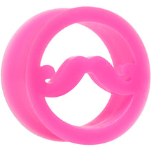 将图片加载到图库查看器，25mm Pink Silicone Dapper Mustache Tunnel Plug
