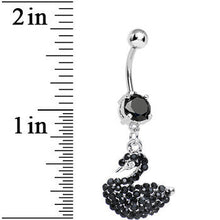 Load image into Gallery viewer, Black Gem Jeweled Swan Dangle Belly Ring
