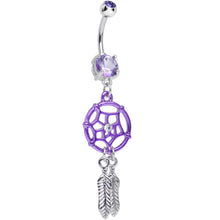 将图片加载到图库查看器，Purple Gem Summer Twilight Dreamcatcher Dangle Belly Ring

