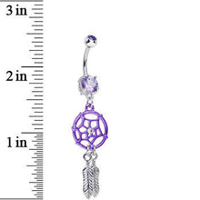 将图片加载到图库查看器，Purple Gem Summer Twilight Dreamcatcher Dangle Belly Ring
