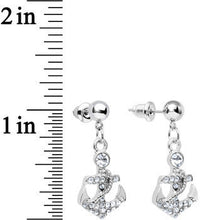 Load image into Gallery viewer, Clear Gem Sparkling Seaworthy Anchor Dangle Post Earrings
