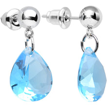 将图片加载到图库查看器，Aqua Cubic Zirconia Warm Springtime Raindrop Dangle Post Earrings
