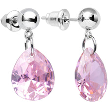 将图片加载到图库查看器，Pink Cubic Zirconia Warm Springtime Raindrop Dangle Post Earrings
