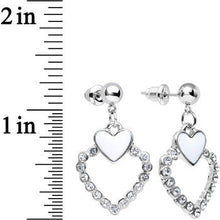 Load image into Gallery viewer, Clear Gem Bright Brim Hollow Heart Dangle Post Earrings
