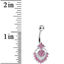 Load image into Gallery viewer, Pink Crystal Sparkling Victoriana Opera Fan Belly Ring
