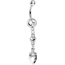 Load image into Gallery viewer, Clear Crystal Almond Frame Star of Love Dangle Belly Ring
