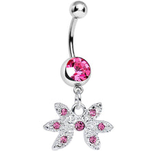 Load image into Gallery viewer, Pink Gem New Orleans Mardi Gras Mask Dangle Belly Ring
