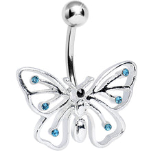 将图片加载到图库查看器，Aqua Gem Summer Solstice Hollow Wing Butterfly Belly Ring
