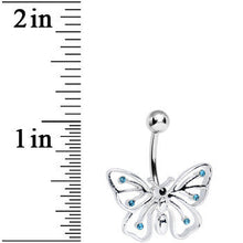 将图片加载到图库查看器，Aqua Gem Summer Solstice Hollow Wing Butterfly Belly Ring
