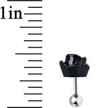 Load image into Gallery viewer, 16G Jet Black Courtship Rose Cartilage Tragus Earring
