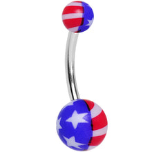 Load image into Gallery viewer, Acrylic Red White and Blue Stars and Stripes Belly Ring
