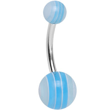 将图片加载到图库查看器，Acrylic Summertime Sky Blue Striped Belly Ring
