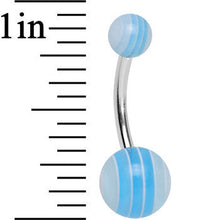 将图片加载到图库查看器，Acrylic Summertime Sky Blue Striped Belly Ring
