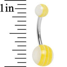 Load image into Gallery viewer, Acrylic Dandelion Yellow Striped Belly Ring
