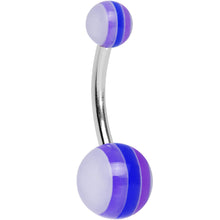 Load image into Gallery viewer, Acrylic Ambient Double Toned Purple Striped Belly Ring
